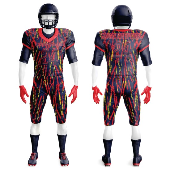 Customized Short Sleeve V Neck American Football Uniform Sublimated Polyester with Custom Logo and Design Plus Size Available