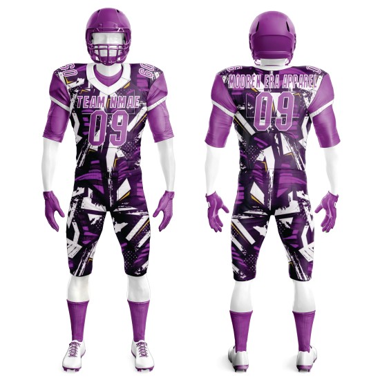 2025 Custom Team American Football Uniforms Youth Tackle Twill Black Sublimation American Football Jersey Short Uniform Sets