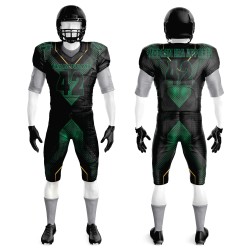 2025 Custom Team American Football Uniforms Youth Tackle Twill Black Sublimation American Football Jersey Short Uniform Sets