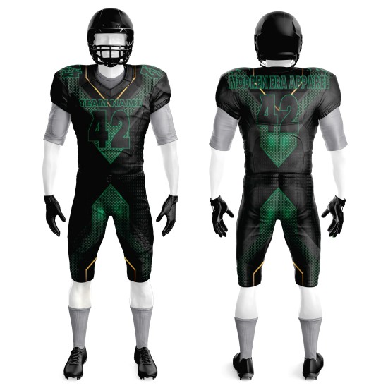 2025 Custom Team American Football Uniforms Youth Tackle Twill Black Sublimation American Football Jersey Short Uniform Sets