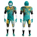 2025 Custom Team American Football Uniforms Youth Tackle Twill Black Sublimation American Football Jersey Short Uniform Sets