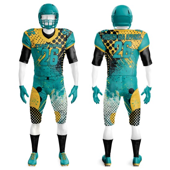 2025 Custom Team American Football Uniforms Youth Tackle Twill Black Sublimation American Football Jersey Short Uniform Sets