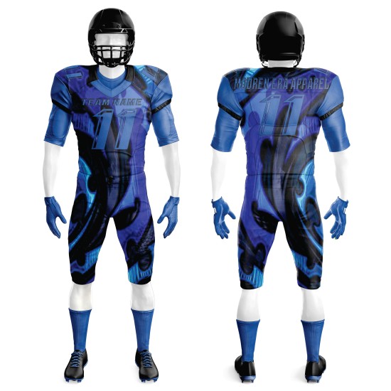 2025 Custom Team American Football Uniforms Youth Tackle Twill Black Sublimation American Football Jersey Short Uniform Sets